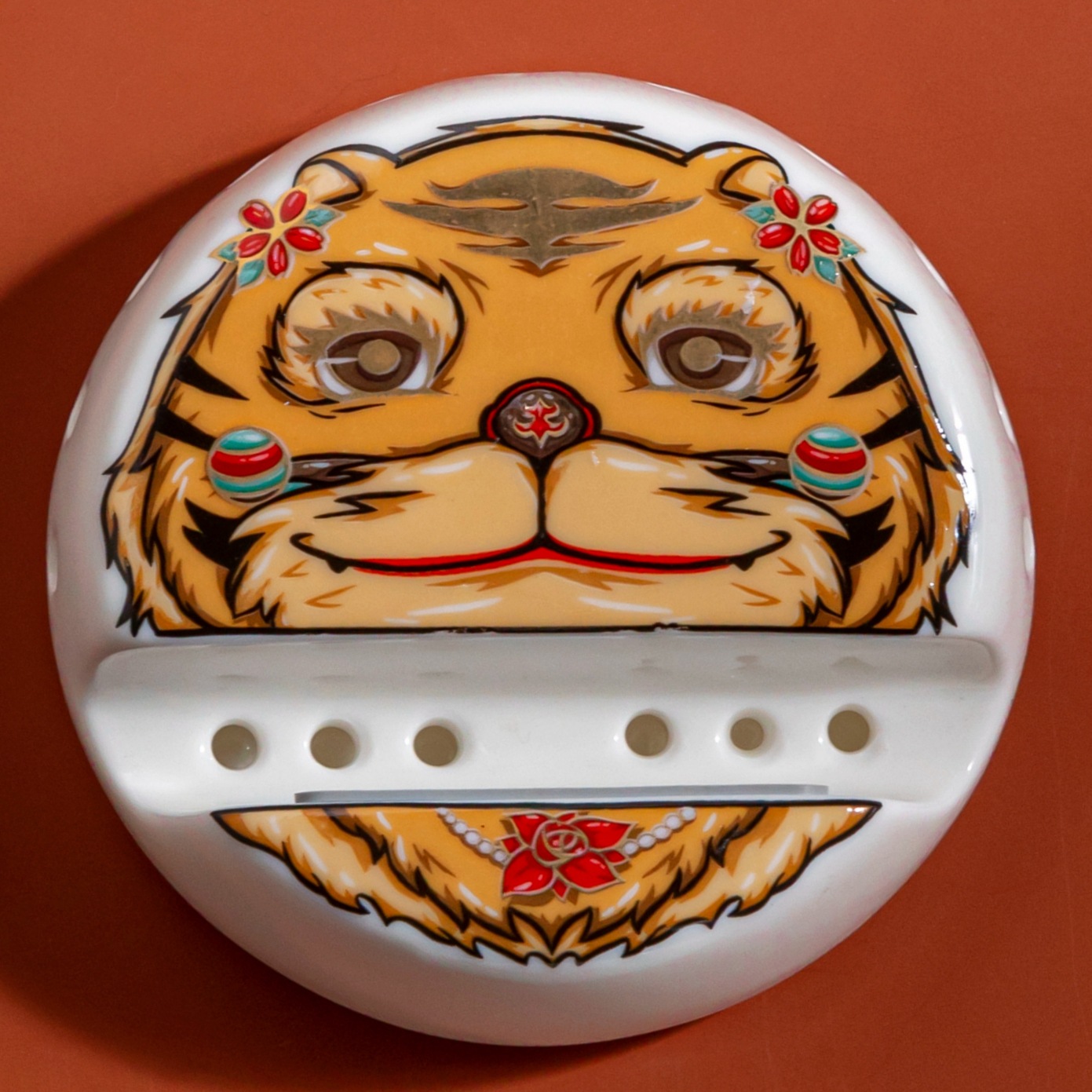 头虎文创老虎年手机支架配件陶瓷扩音器国潮茶宠桌面车载摆件礼品