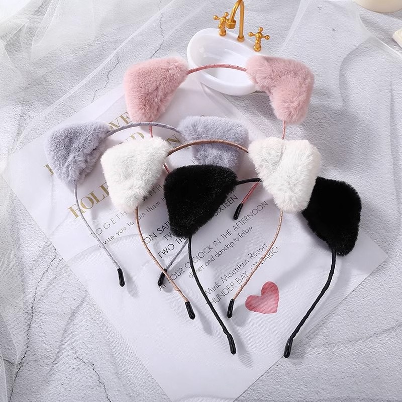 张馨予同款韩国可爱猫耳朵发箍洗脸毛绒发卡猫咪头箍爆款发饰发带