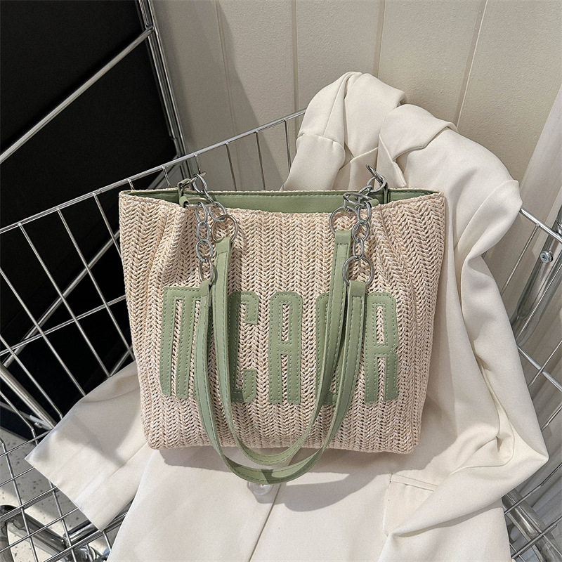 Korean Weaving Big Bag Female 2023 New Fashion Sense Ladies Large Capacity Shoulder Bag Western Style Letter Crossbody Bag