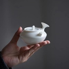 日本台湾德化窑急需 原矿料德化猪油白瓷侧把壶 泡茶小品球孔泡茶