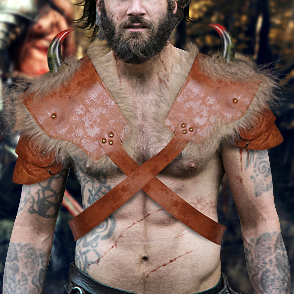 狂欢节万圣节cosplay成人男士中世纪维京铠甲皮革肩甲装扮道具