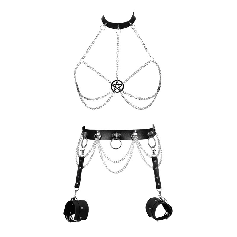 欧美跨境五角星原宿皮革腰链时尚性感个性手环束缚潮流情趣用品