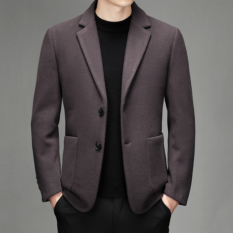 羊毛呢西装外套男士秋冬季2021新款韩版潮流青年商务正装休闲西服