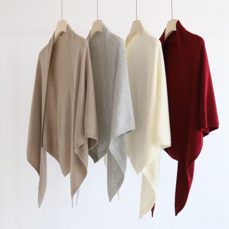 软糯亲肤针织三角披肩女秋冬一片式羊毛混纺外穿慵懒坎肩