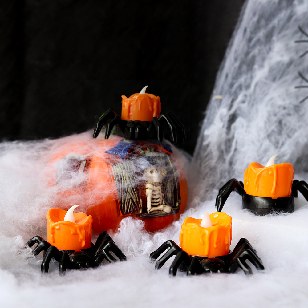 Halloween Pumpkin Lamp New LED Electronic Candle Light Party Deployment and Decoration Props Spider Small Night Lamp Ornaments