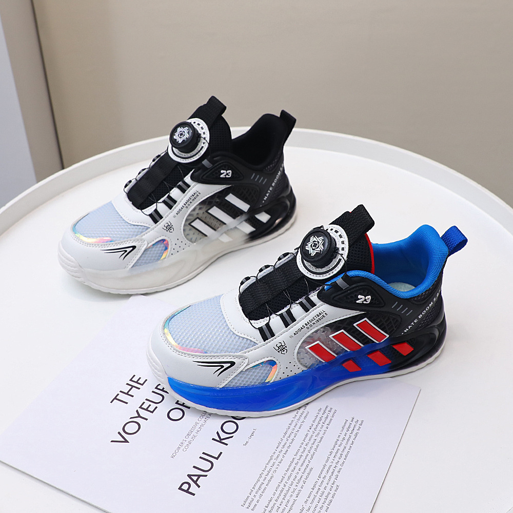 2024春旋转纽扣38-41码男童新款双网大童运动鞋儿童跑步鞋子9243