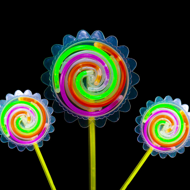 儿童节庆用品玩具一次性发光棒棒糖荧光棒棒糖 旋转荧光棒棒糖