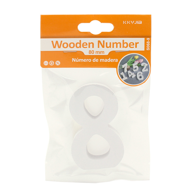 White 8cm Wooden Numbers 8 Small Commodity Production Source Factory Storage in Stock