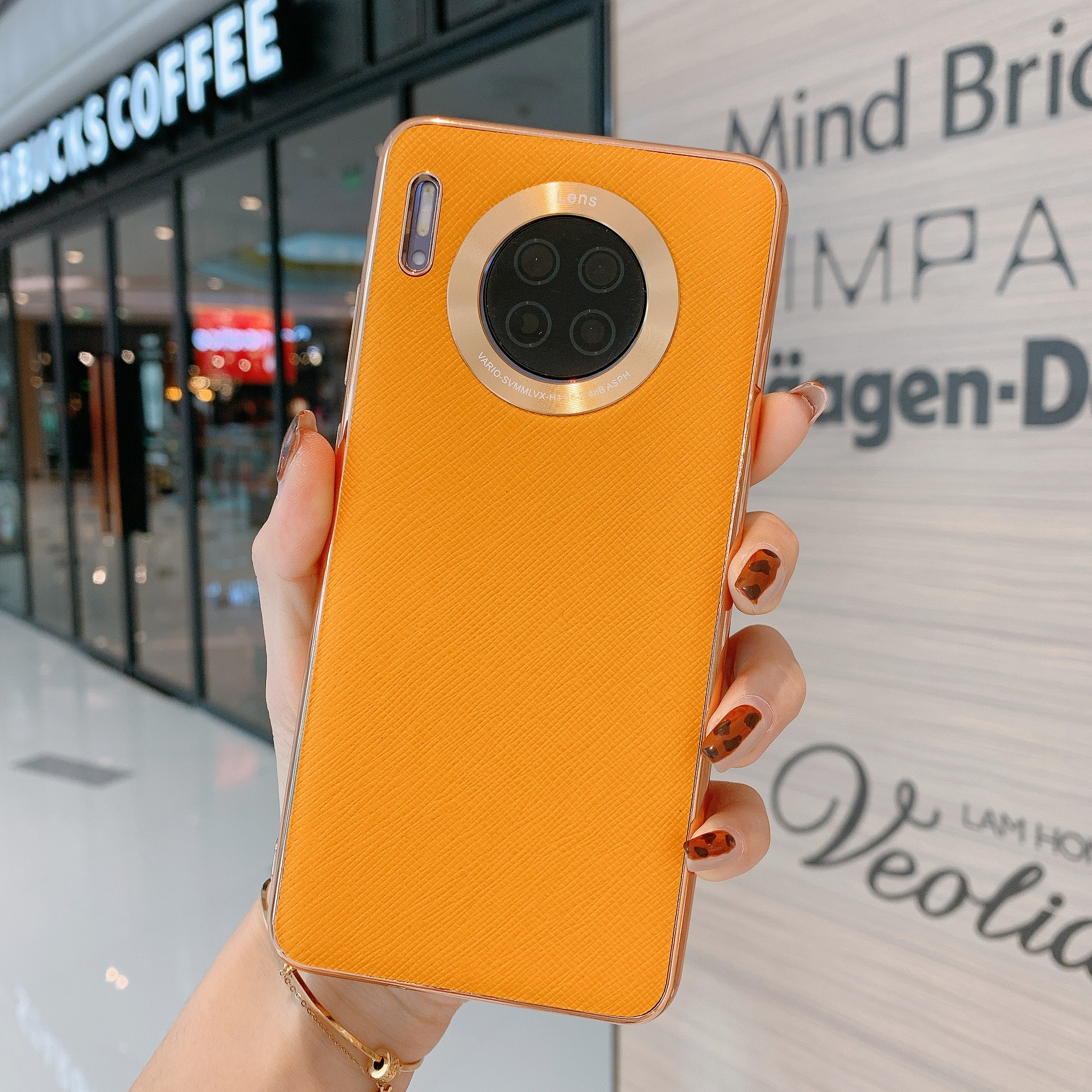 华为mate40pro电镀十字纹手机壳适用nova8se真皮pu荣耀x30i精孔套