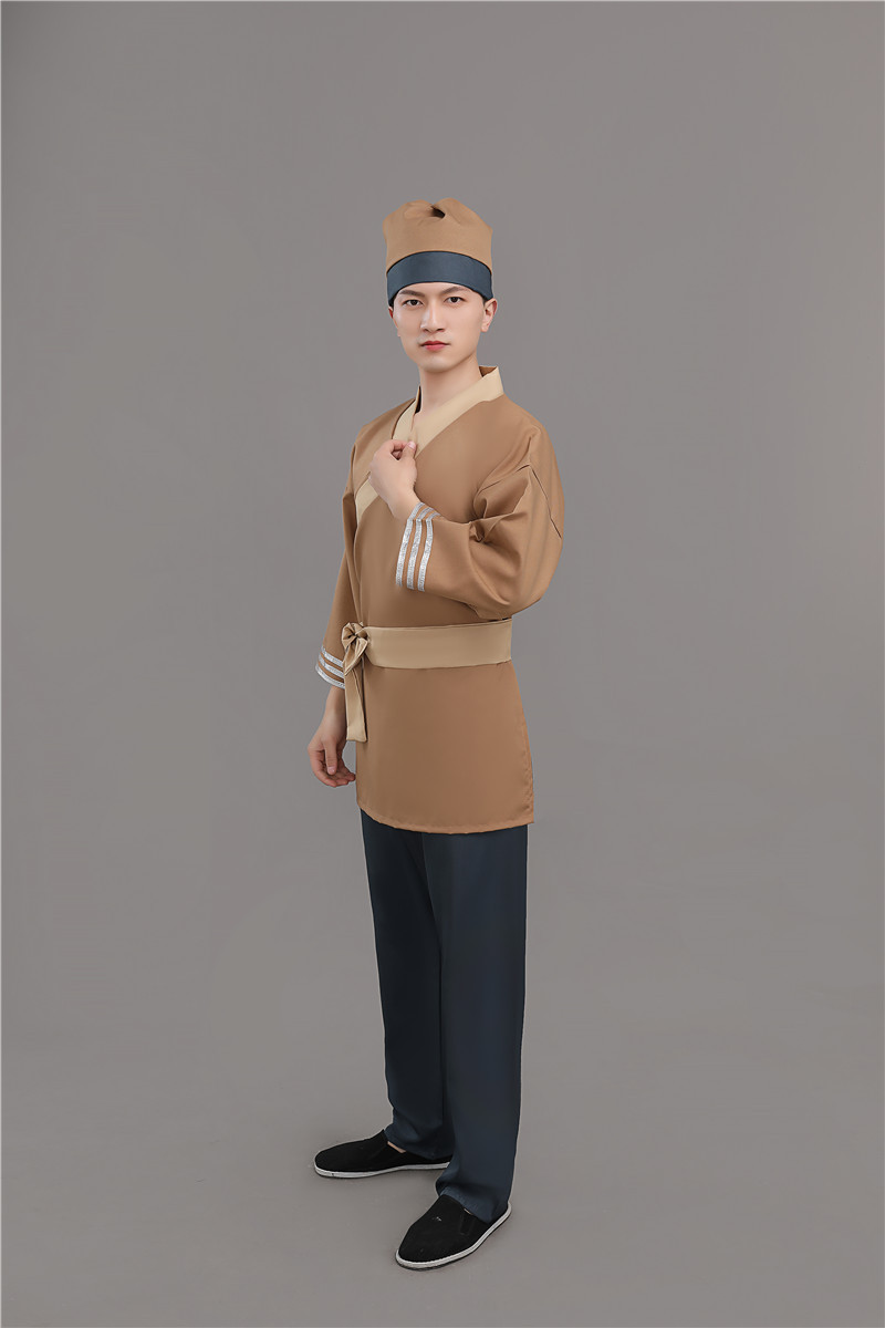 新款店小二平民古装演出成人汉服男农夫家丁仆人书童茶艺馆工作服