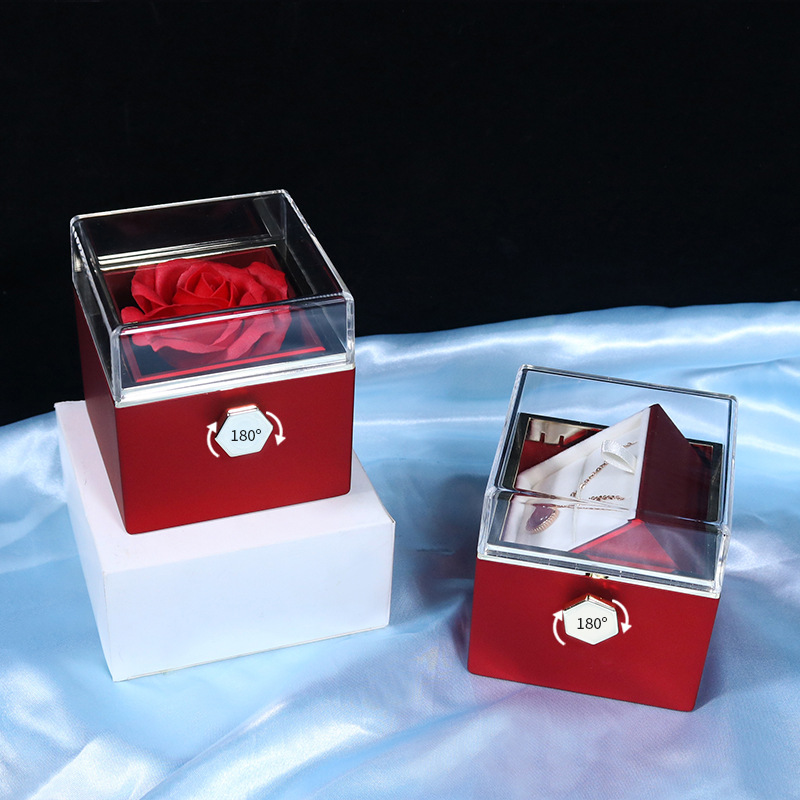 Creative Rotating Valentine's Day Soap Flower Gift Box Rose Jewelry Box Ring Necklace Jewelry Jewelry Box