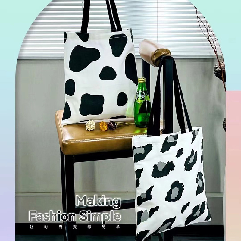 Canvas Single-Shoulder Bag Advertising Cotton Bag Portable Canvas Bag Blank Diy Cloth Bag Green Shopping Bag Printing