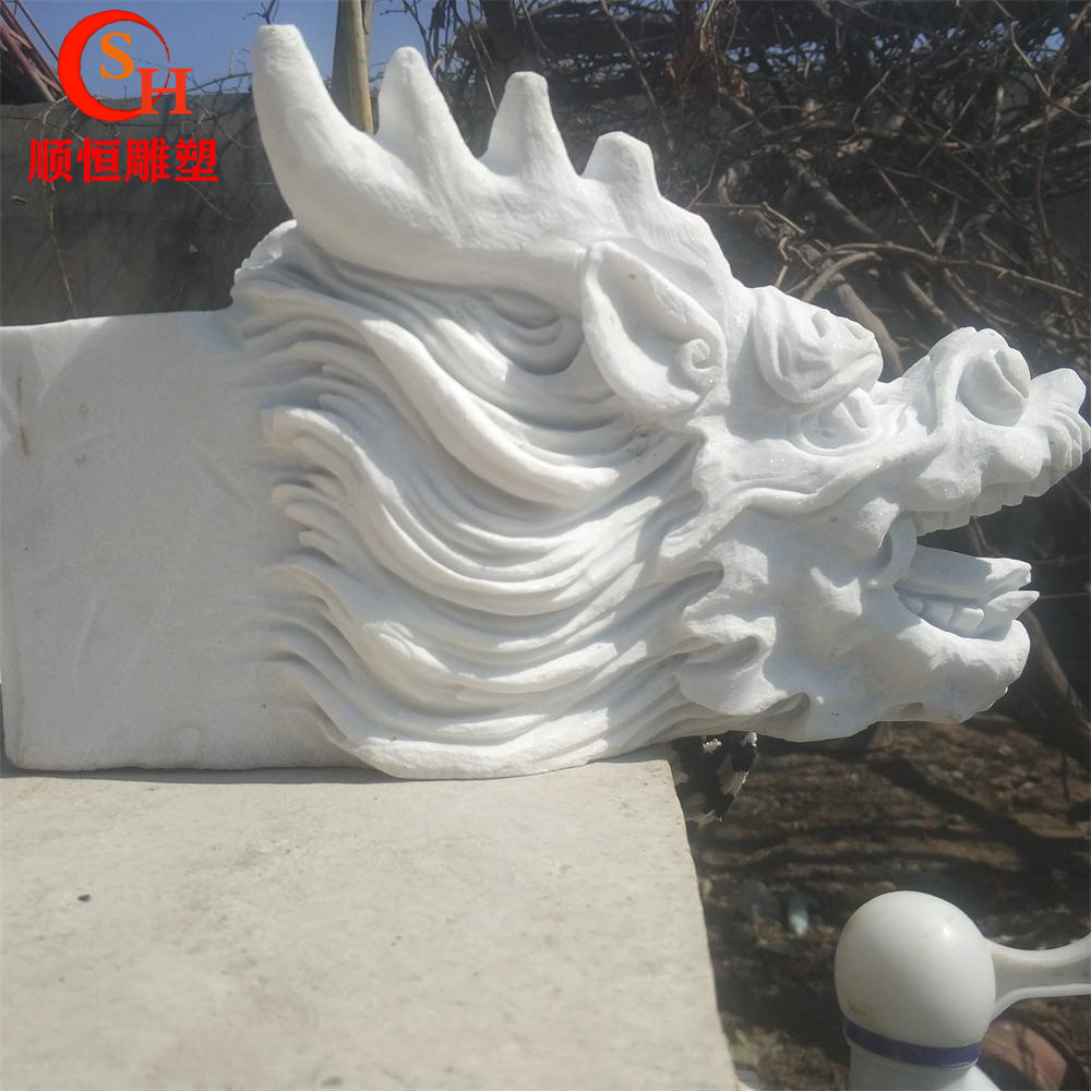石雕龙头喷水汉白玉吐水龙首十二生肖兽首雕塑大理石雕像