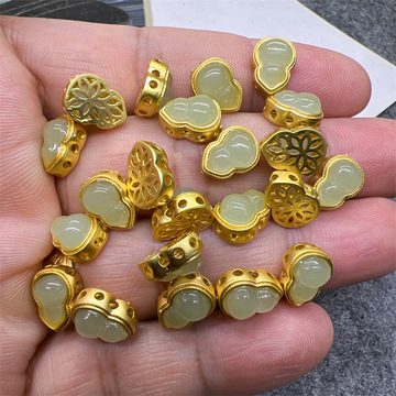 镀古法金镶嵌葫芦转运珠隔珠手串手链diy饰品配件吊坠服装辅料件