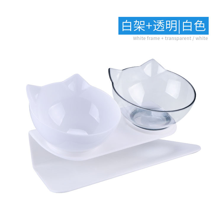 Cross-Border Hot 15 Degree Inclined Elevated Cat Bowl Dog Bowl Pet Double Bowl Protection Cervical Vertebra Cat Tableware