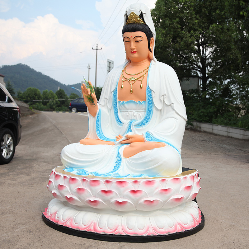 寺庙树脂佛像2米1高白衣观音菩萨 观世音佛像 供奉金色观音神像