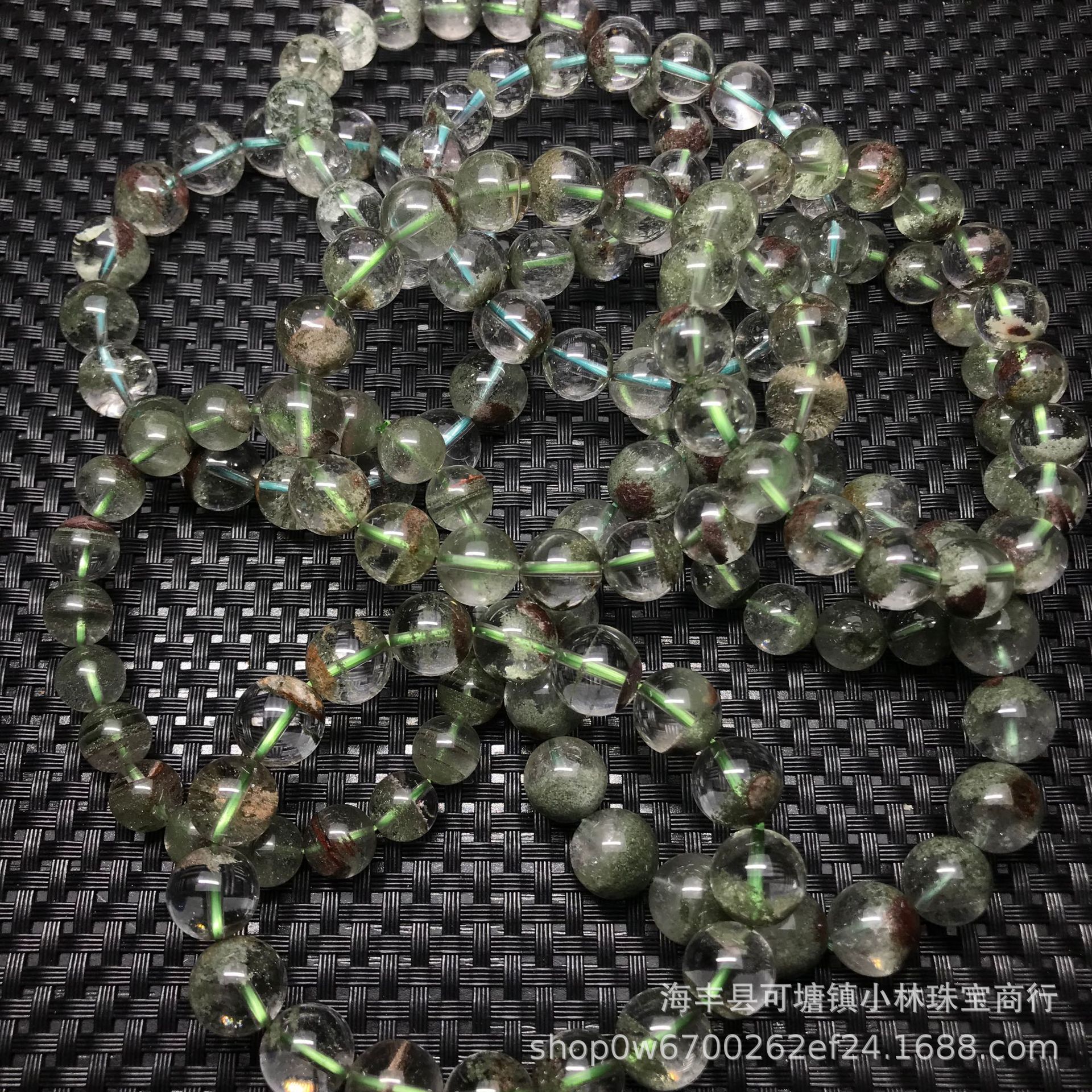 天然绿幽灵手链 聚宝盆形状 男女单圈聚宝盆绿幽灵手链千层山手串