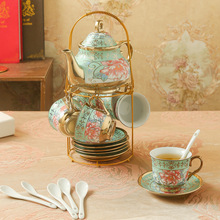 欧式陶瓷咖啡具 电镀咖啡杯碟13件套装 英式下午茶具亚马逊爆款