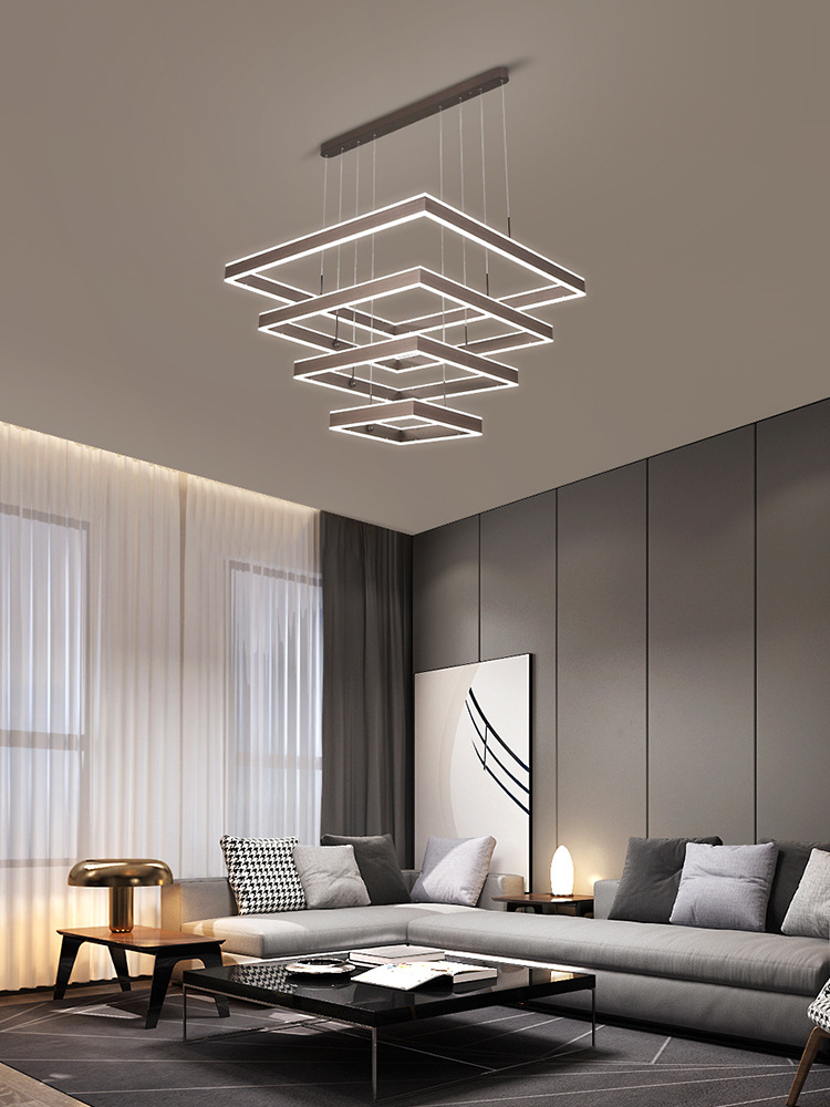 客厅吊灯现代简约大气家用北欧灯具2021套餐高亮个性大厅方形吊灯