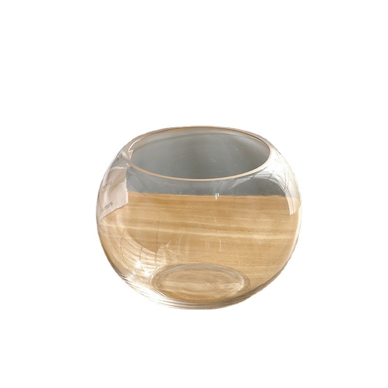 Transparent Glass Fish Tank Creative Office Desk Turtle Jar Ecological Pot Mini Desktop Large Aquarium round Aromatherapy Candlestick