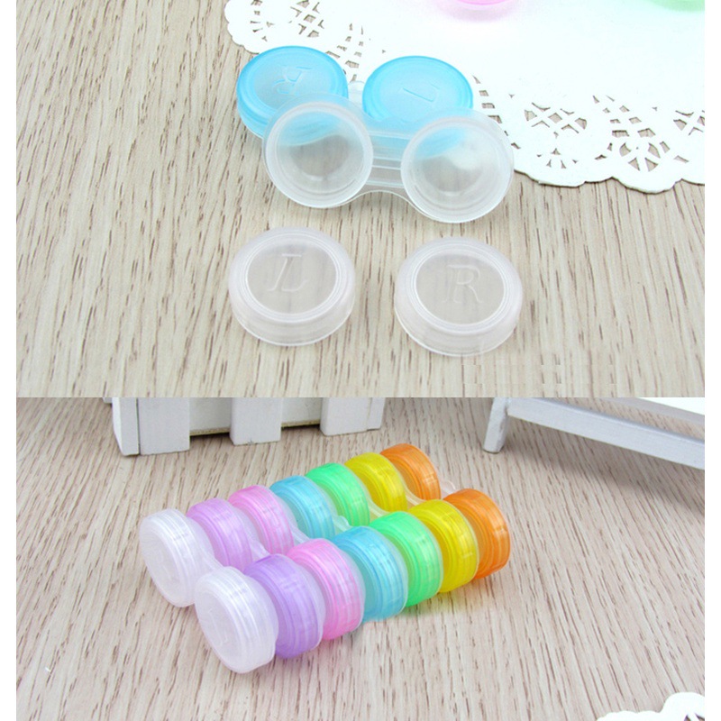 Wholesale Candy Color Cosmetic Contact Lenses Contact Lens Case Transparent Contact Lens Case Replacement Couple Box