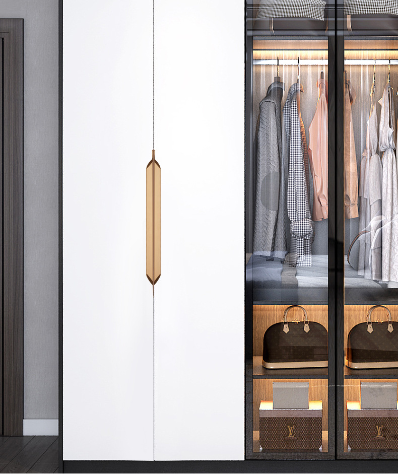 免开孔柜门隐形拇指拉手封边长把手黑色橱柜铝合金免开槽衣柜拉手