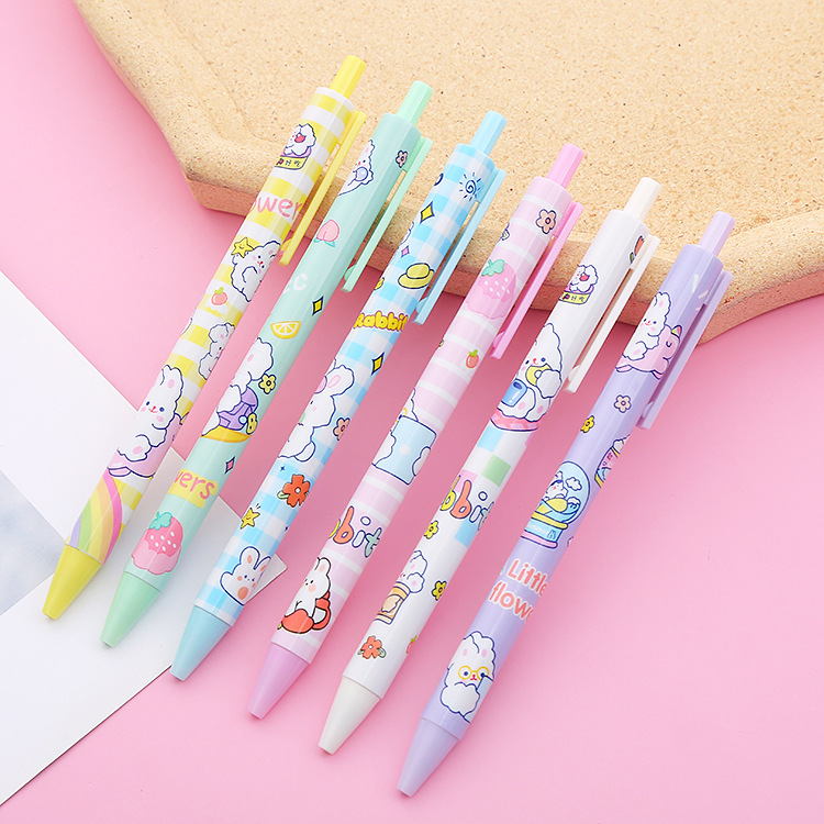 INS Good-looking Naughty Rabbit Pressing Pen Creative Student Press Ball Pen Office Stationery 0.5 Bullet Signature Pen