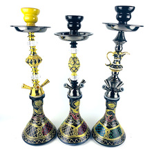 供应跨境外贸阿拉伯玻璃水烟全套合金造型 中号水烟四管hookah