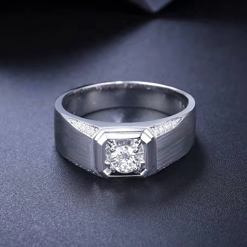 潮流设计转运pt950铂金镶钻男士戒简约爆款南非天然钻石男生戒指