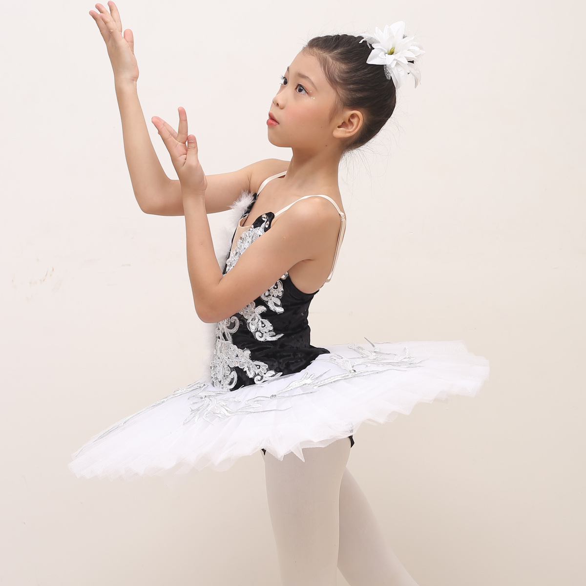 芭蕾舞裙小天鹅舞蹈演出服绒布幼女童吊带tutu裙公主裙表演练功服