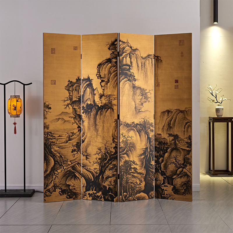 字画漆画屏风