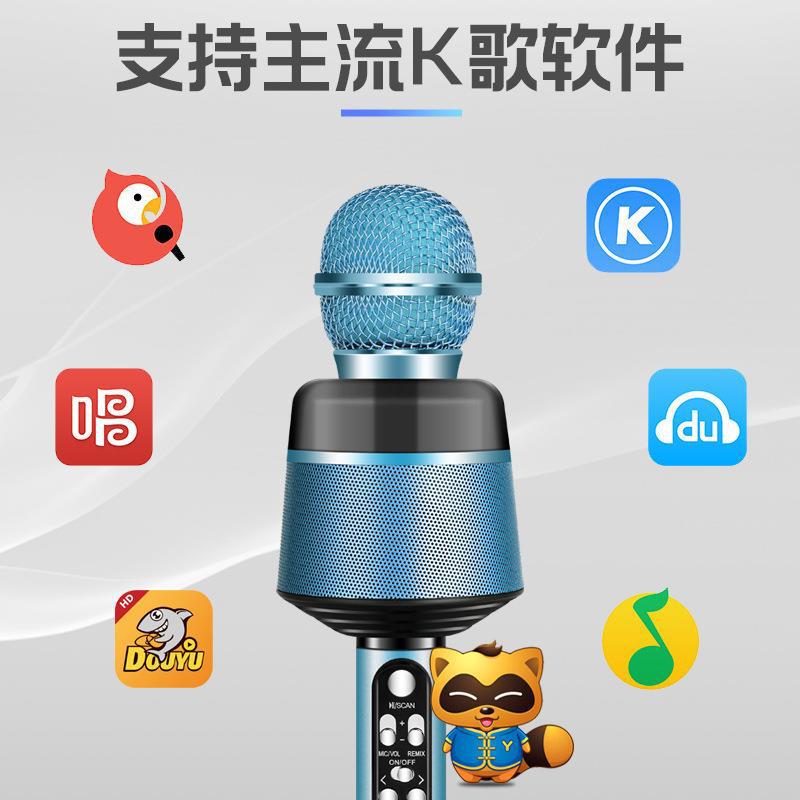 Cross-Border Direct Supply Q008 Mobile Phone Karaoke Condenser Microphone Wireless Live Stream Microphone Bluetooth Sound Card Full Set of Equipment