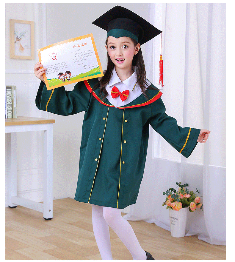 儿童博士服幼儿园学士服毕业袍小博士帽摄影服装小学生毕业照服装