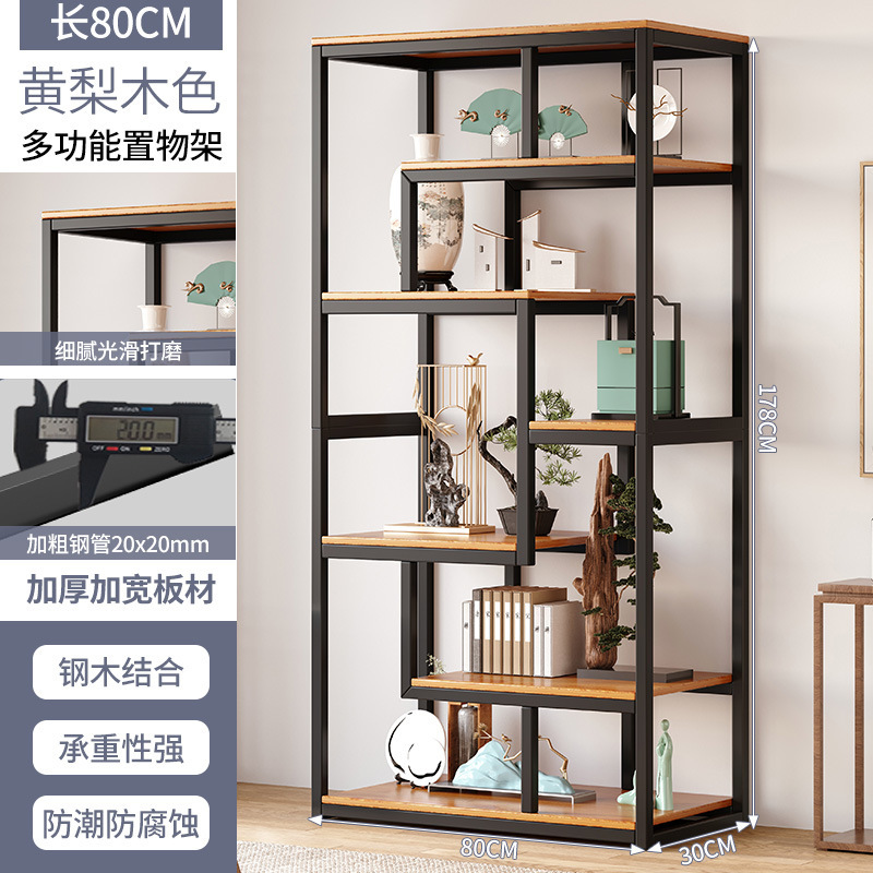 New Chinese Style Antique Shelf Tea Room Shelf Tea Display Cabinet Non-Solid Wood Partition Antique Shelf Living Room Decoration Shelf