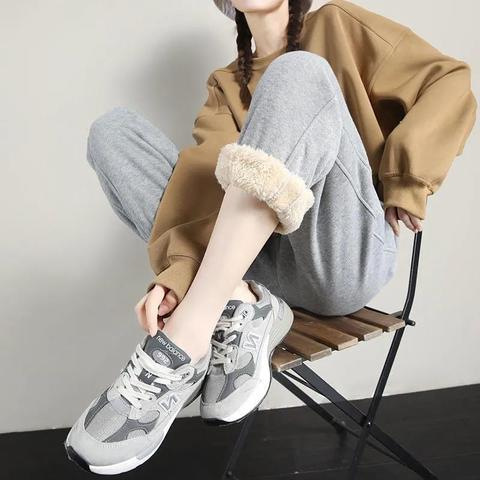 Fleece-Lined Thick Track Pants Women's Autumn and Winter 2022 New Loose Casual Pants Cashmere Sweater Tide