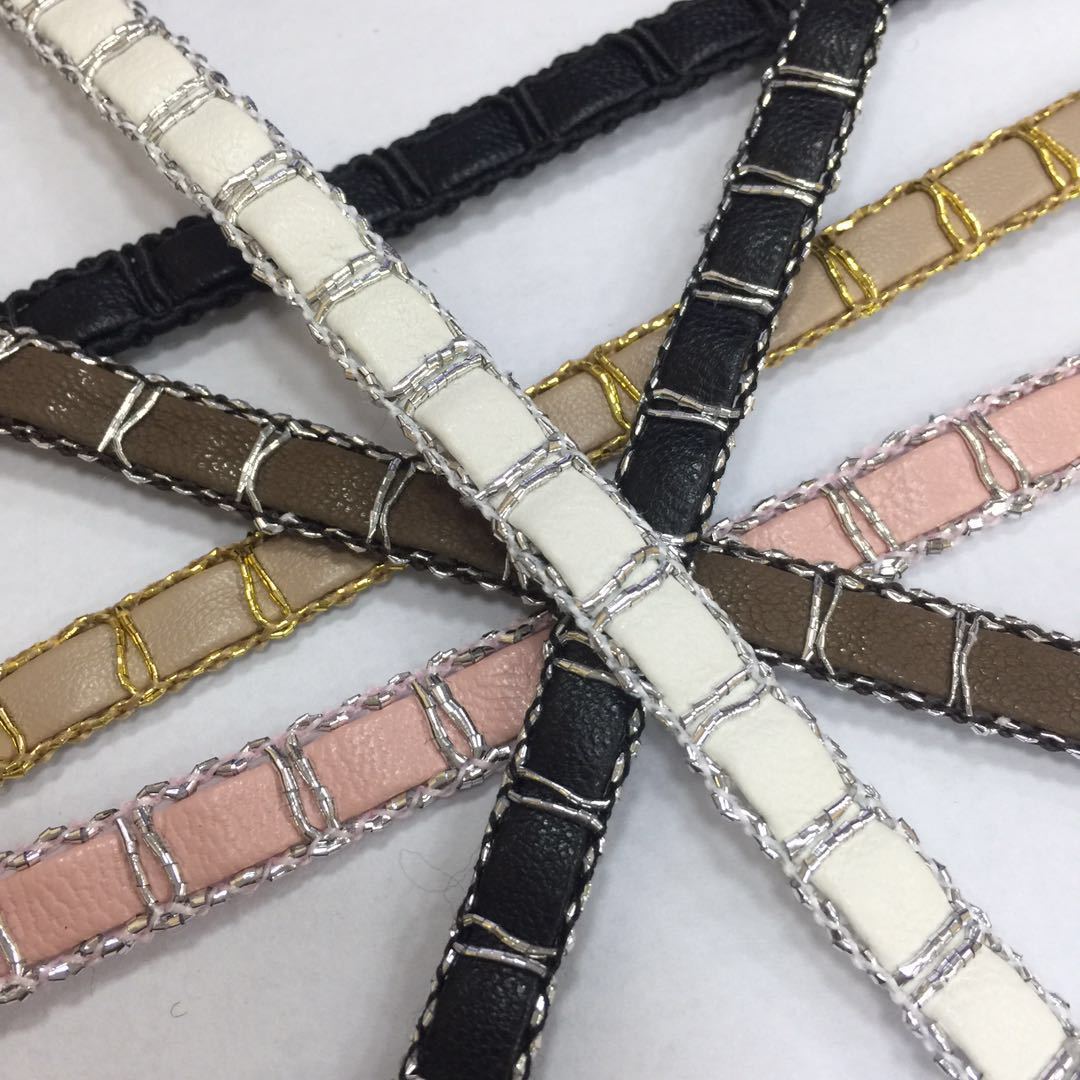 工厂现货 新款时尚金银丝编织皮条织带花边箱包鞋配饰 服装辅料