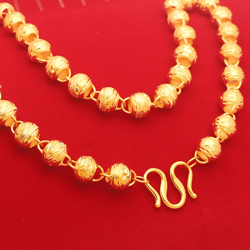 车花龙纹仿金项链镀24k越南沙金链子佛珠龙纹男士霸气保色-阿里巴巴