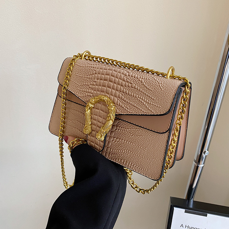 High-Grade Bag Women's Bag 2022 New Fashion All-Match Crocodile Pattern Shoulder Messenger Bag Textured Western Style Small Square Bag