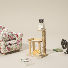 1:12娃娃屋dollhouse迷你家具模型道具 木质微缩猫爬架猫咪玩具