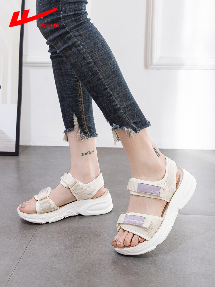 回力凉鞋女2022年夏季新款沙滩平底学生仙女风厚底时装女士女鞋子