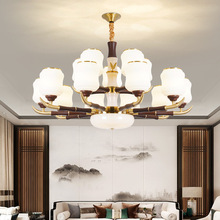 新中式吊灯新款铜加乌檀木客厅餐厅卧室走廊过道灯中国风别墅灯具