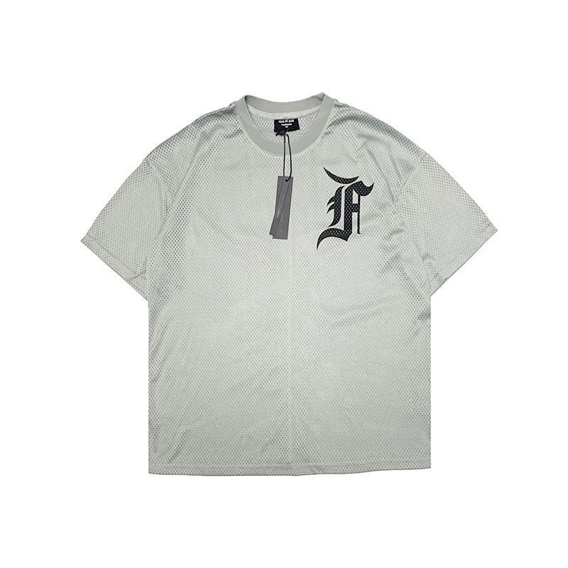 fog第五季主线网眼镂空勋章短袖宽松圆领t恤