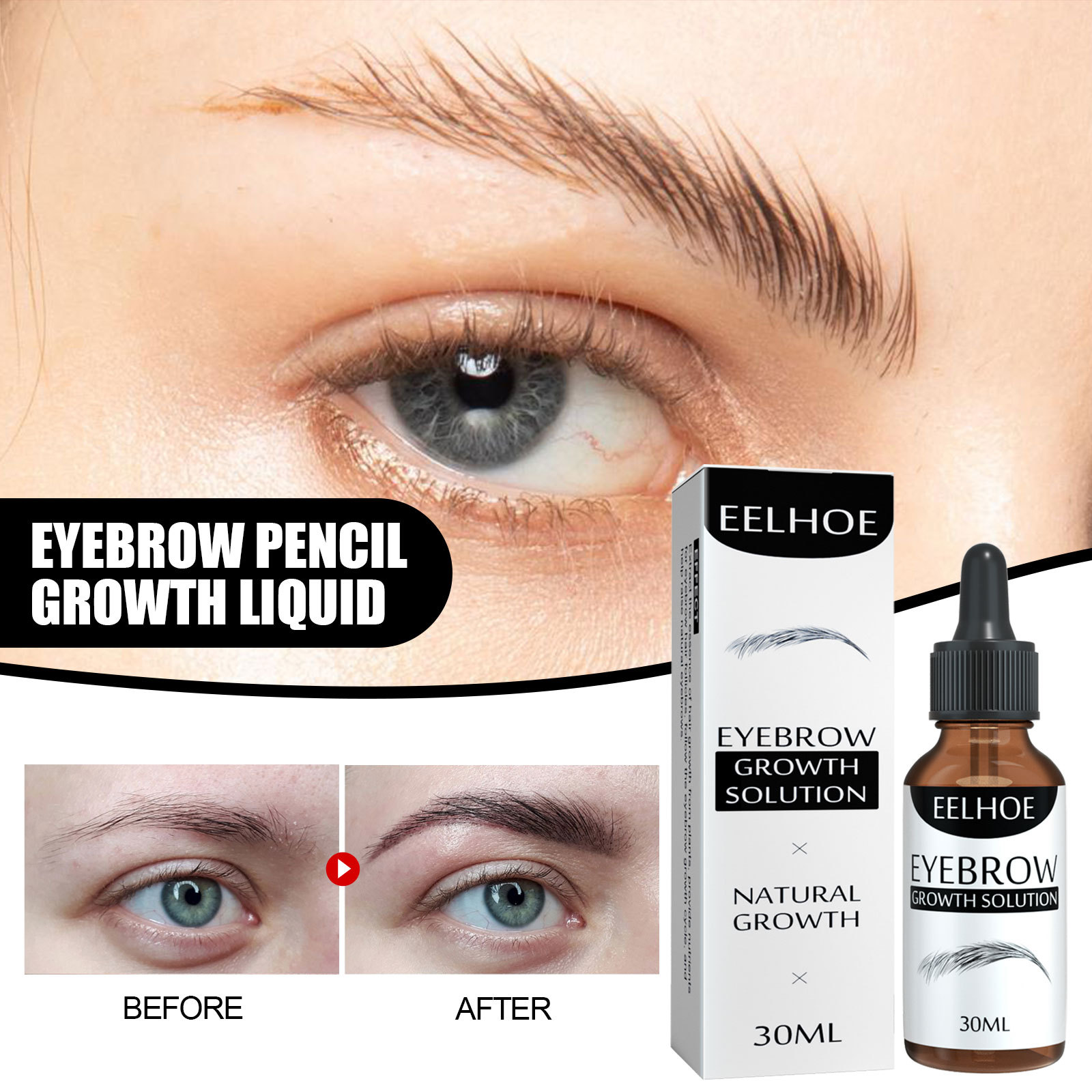 Eelhoe Eyebrow Liquid Thick Eyebrow Repair Mild Moisturizing Care Liquid Eyebrow Natural Essential Oil Liquid