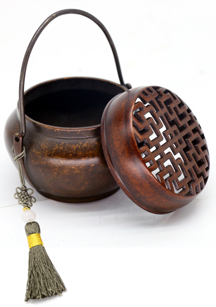 圆形暖手炉取暖小手炉古风手炉烧炭随身汉服古代香炉纯铜沉檀香炉