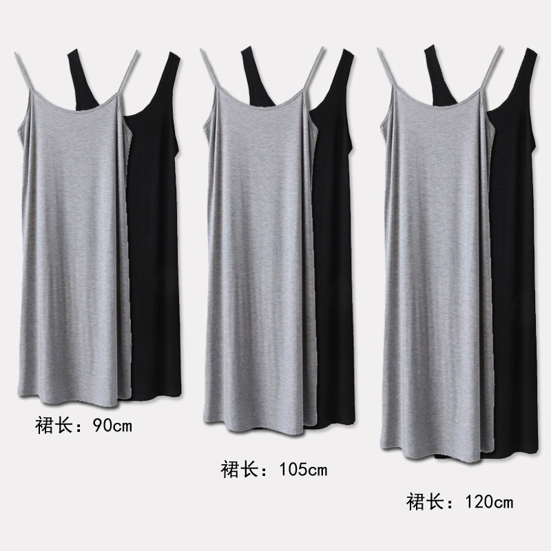 Modal Short Skirt Mid-Length Dress Suspender Vest Dress Bottoming Dress U-Neck Sleeveless Large Size Thin Strap Summer Skirt