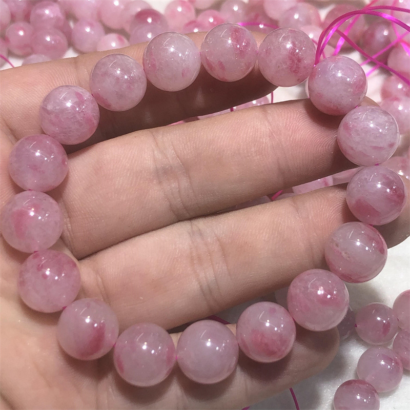 ins天然樱花雨玉化粉蔷薇辉石手链通透粉润色水晶饰品手串成品