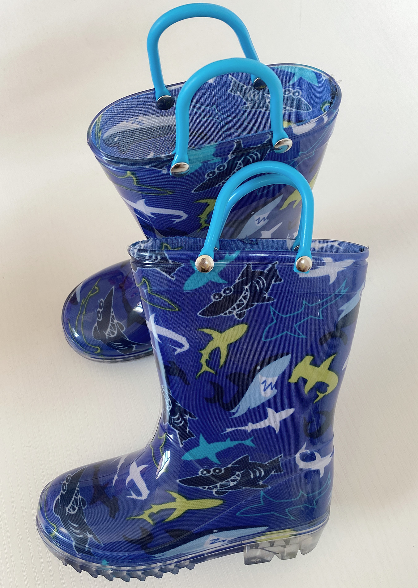 儿童雨鞋幼儿园宝宝中筒水雨鞋亲子装小中大童中筒提手雨靴不含税