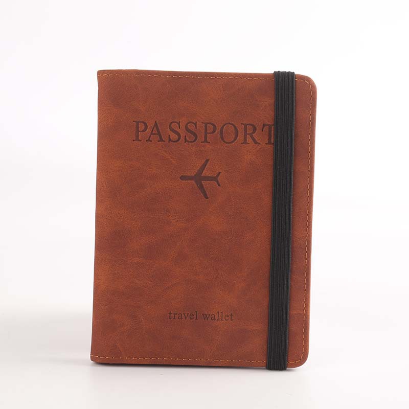PU Leather Strap Passport Holder Travel Wallet Card Charter Ticket Holder Travel Portable Wallet Modern Simple Square Wallet