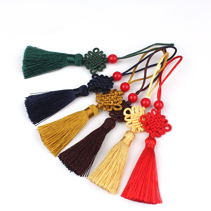 line 7 6-plate fang sheng knot bead tie ear small chinese knot bookmark u disk chinese knot tassel