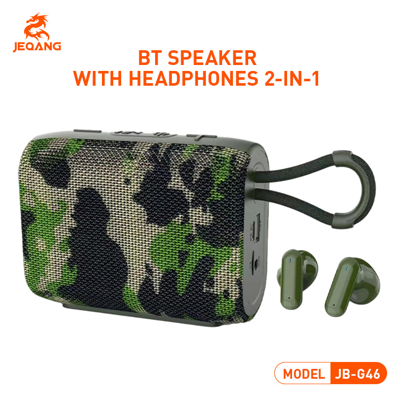 JB-G46 Subwoofer Fabric Music Player Audio and Earphone Two-in-One Bluetooth Audio